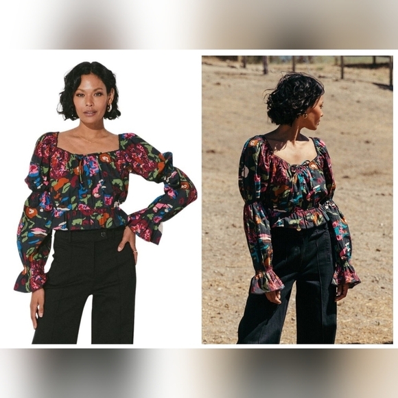 NWT Cleobella Organic Jasmine Blouse in Abstract Garden Floral Print Size‎ XS - Picture 1 of 11